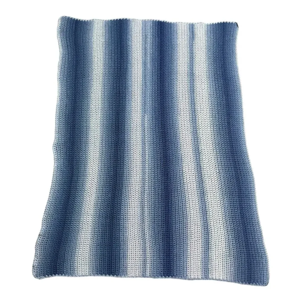 Handmade Afghan Light Dark Blue Ombre 39